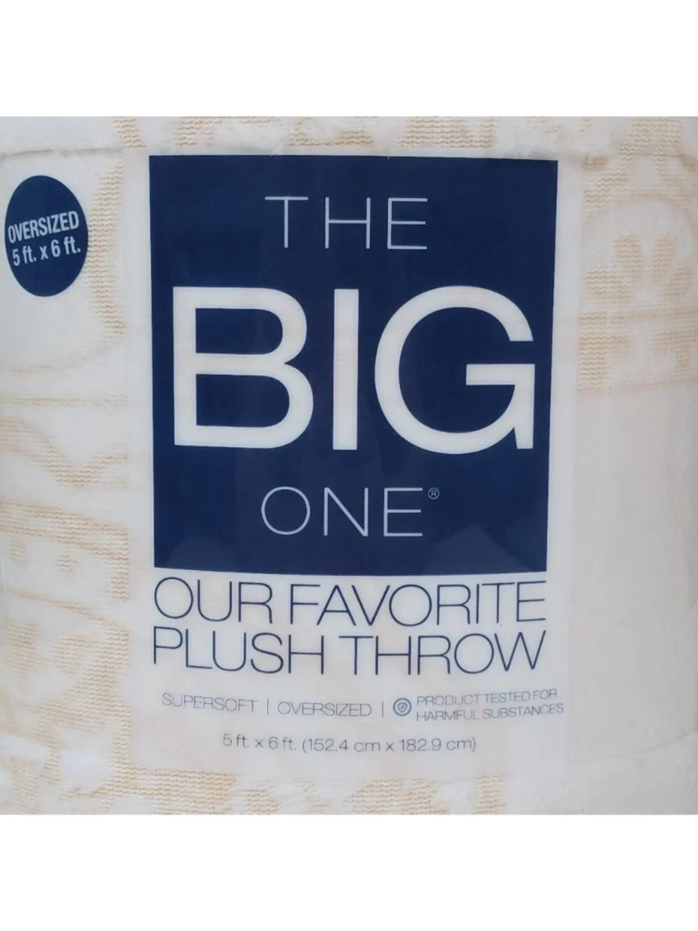 The Big One Plush Throw Blanket 5 x 6 Oversized Faux Fur Polyester Lace Print